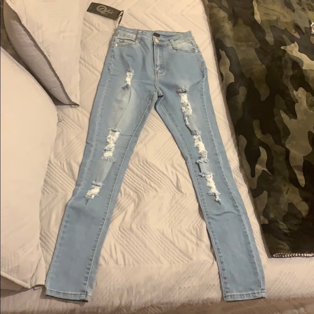 Ripped jeans.